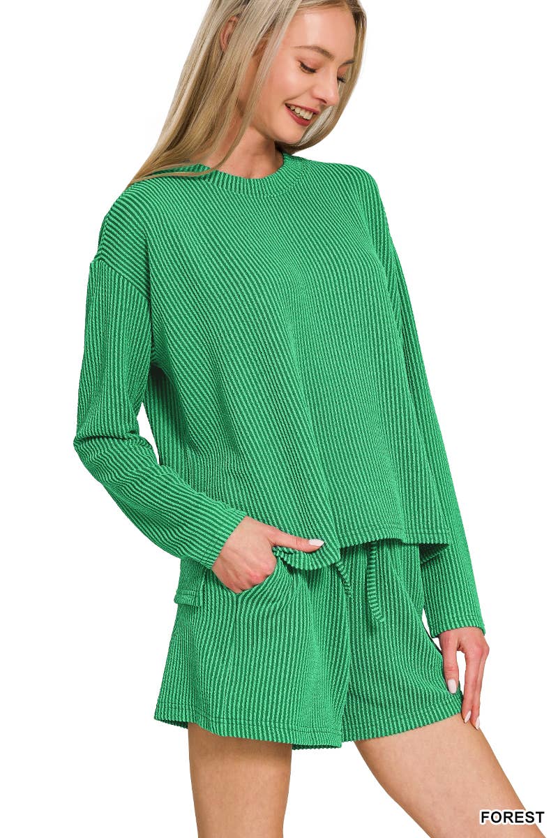 42POPS - Wholesale Lounge Set - Women's - Raised Rib Tee & Shorts 2PC Set 9