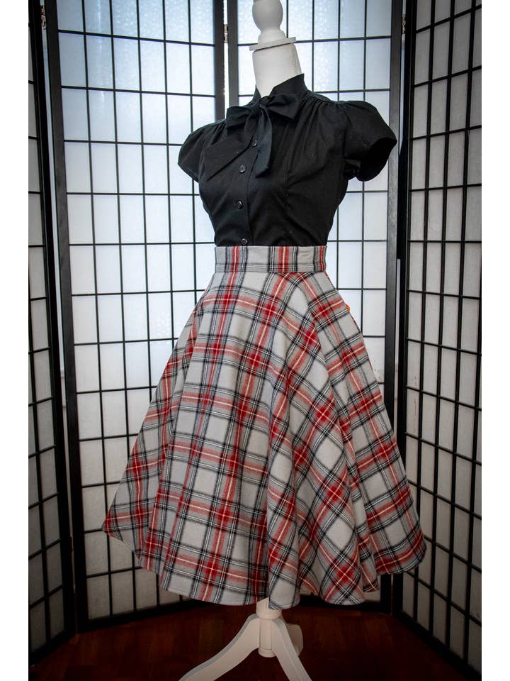 Heart of Haute - Wholesale Skirt - Women's - Haute Circle Skirt - Flannel, Grey Plaid2