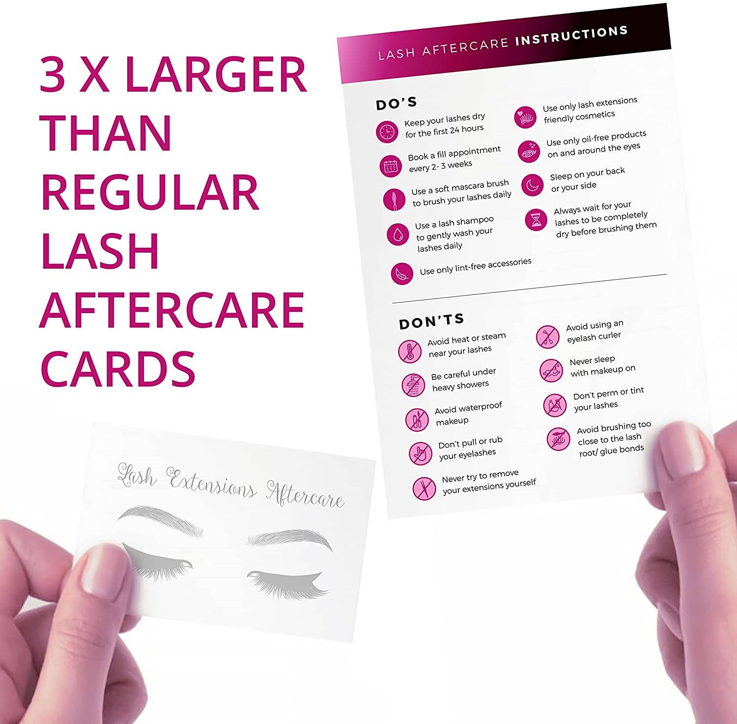SecretsID - Wholesale Eyelash/Brow Serum - Lash Extension Aftercare Cards - Pack of 50 - 4 x 6”3