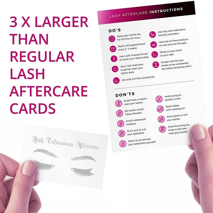 SecretsID - Wholesale Eyelash/Brow Serum - Lash Extension Aftercare Cards - Pack of 50 - 4 x 6”3