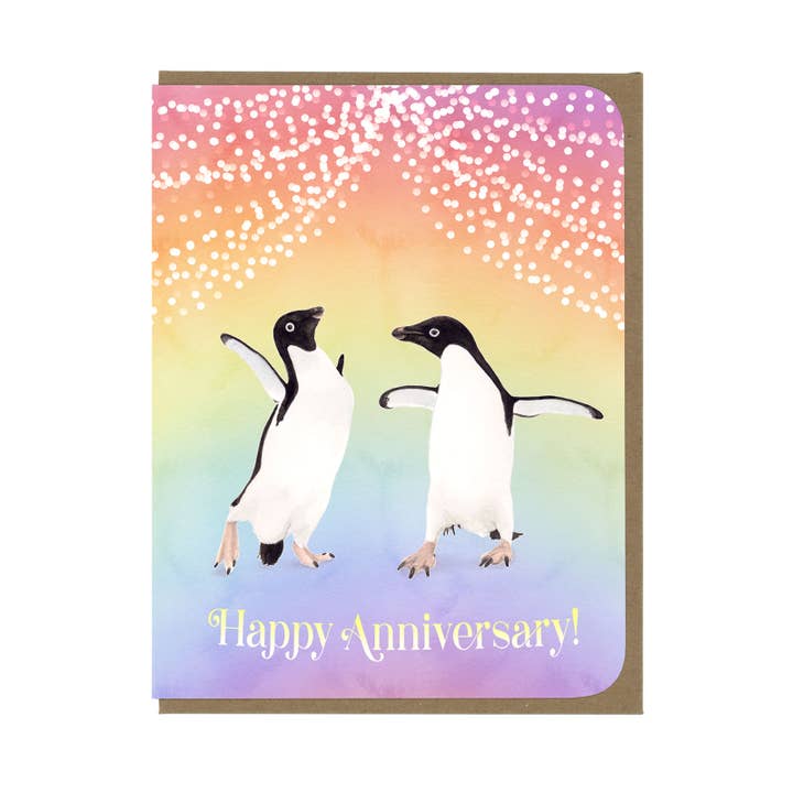 Anniversary - Penguins in Love - Greeting Card for wholesale by Amy Rose Moore Illustration