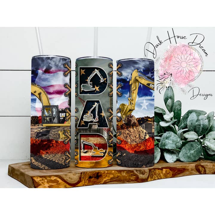 Dark Horse Dream Designs LLC - Wholesale Insulated Mug/Tumbler - Blue Collar Dad - Machinery - Excavator Tumbler