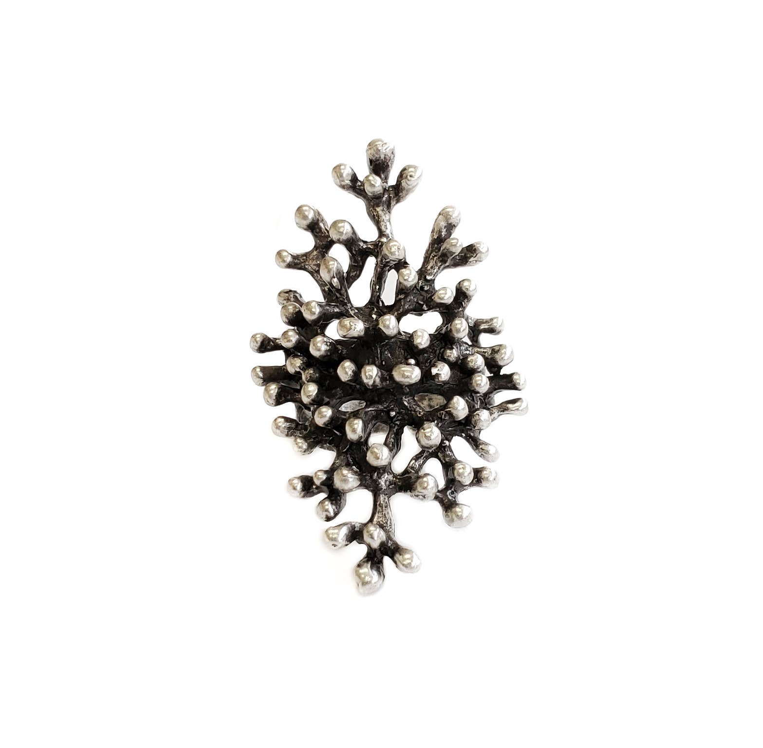 Chanour - Wholesale Cocktail/Statement Ring - Handmade Spiky Brass Ring In Silver Plated - ZRC-032