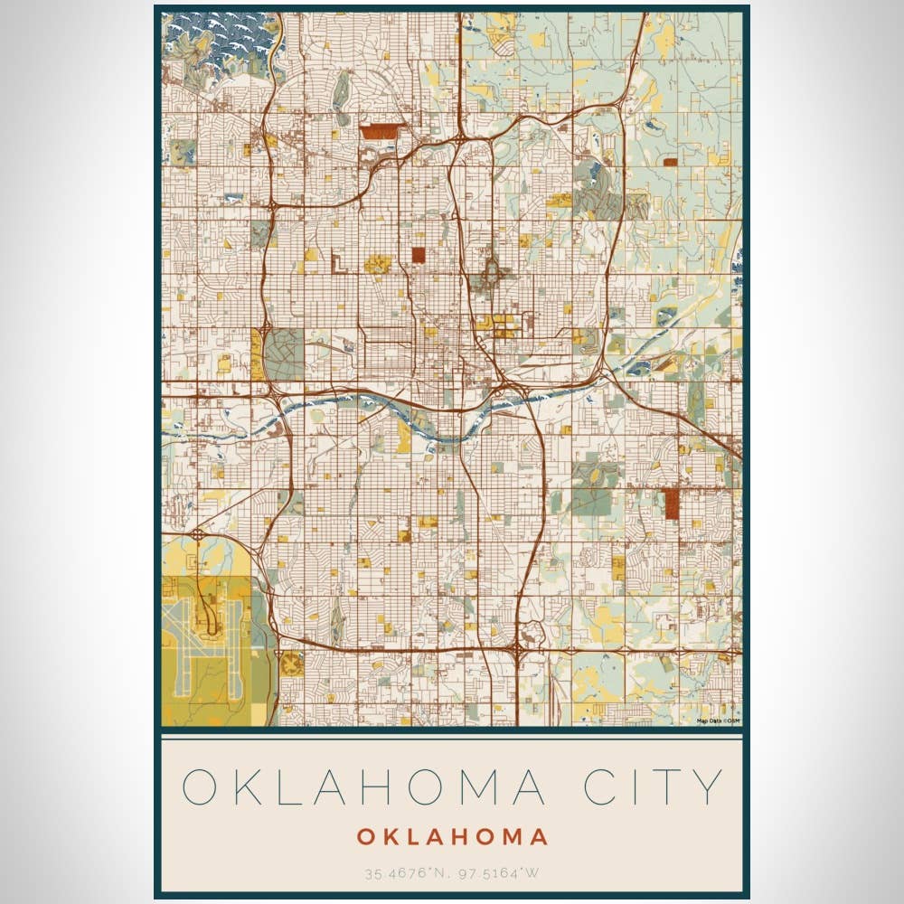 JACE.design - Wholesale Art Print - Oklahoma City OK Map Print Woodblock2