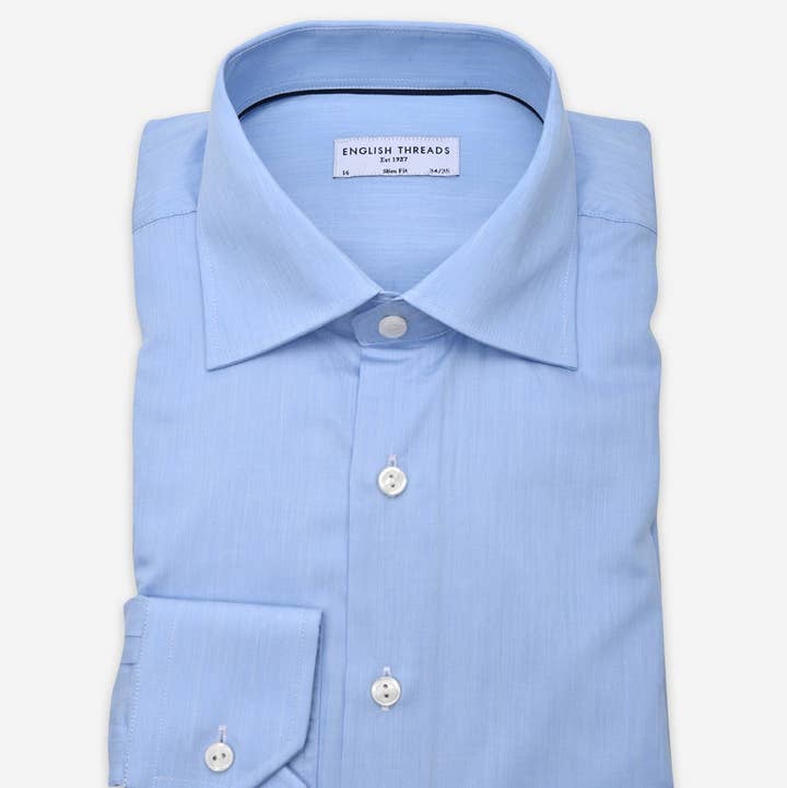 Blue Chambray Shirt - Slim Fit for wholesale by English Threads