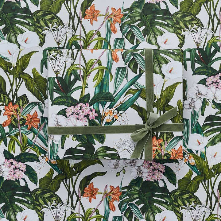 Palm House Tropics - Ivory - Gift Wrap for wholesale by Catherine Lewis Design