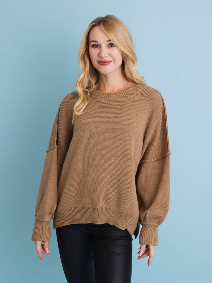 Leto Accessories - Wholesale Knit Sweater - Women's - Cozy Mood Oversized Pullover Sweater - Your New Bestseller0