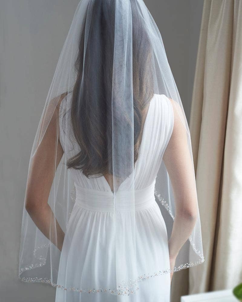 Dareth Colburn Designs – Großhandel Schleier – Damen – Hochzeitsveil mit Perlen in Roségold7