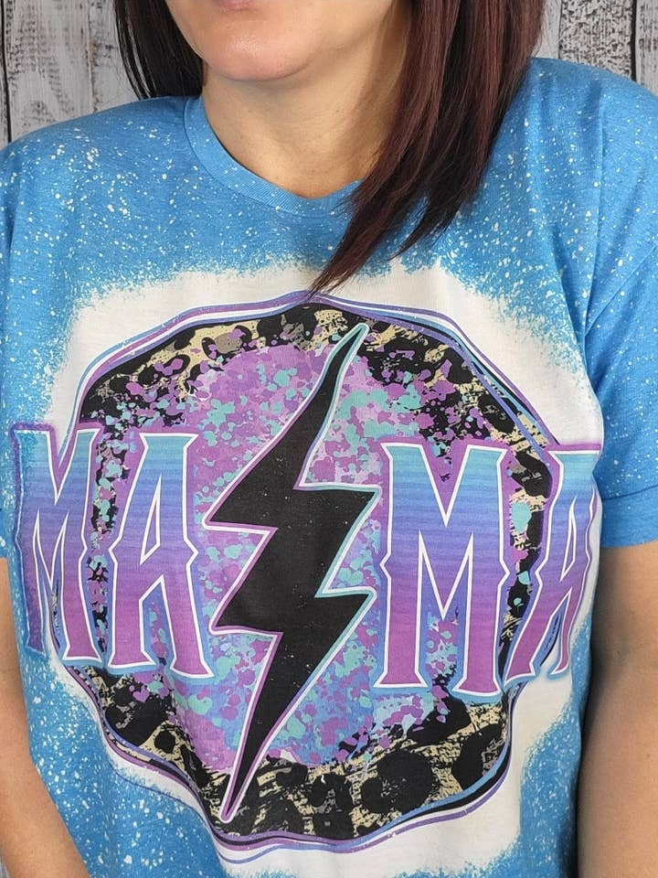 Camiseta blanqueada Mama *BLUE* para venta al por mayor de Wanderlust Designs Wholesale