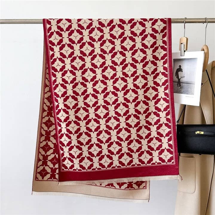 Ekartini - Wholesale Scarf - Women's - Women's Double-Sided Camellia Scarf Chanel-Style Elegant Warm Neck Warmer Shaw3