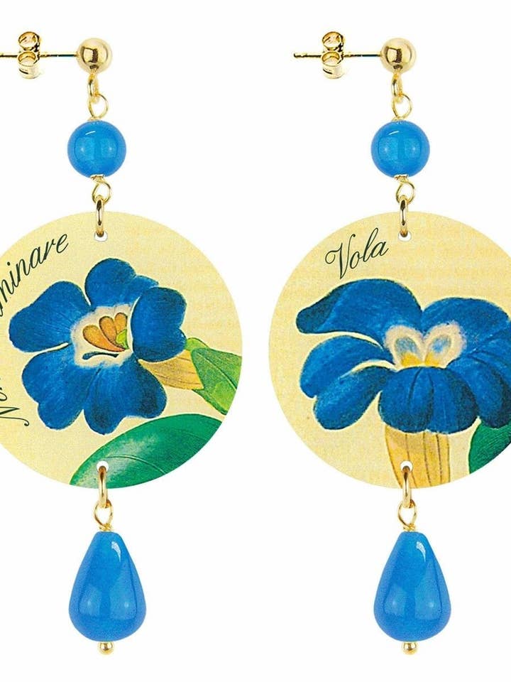 Women's earrings with flower and "made in Italy" inscription for wholesale by Lebole Maison