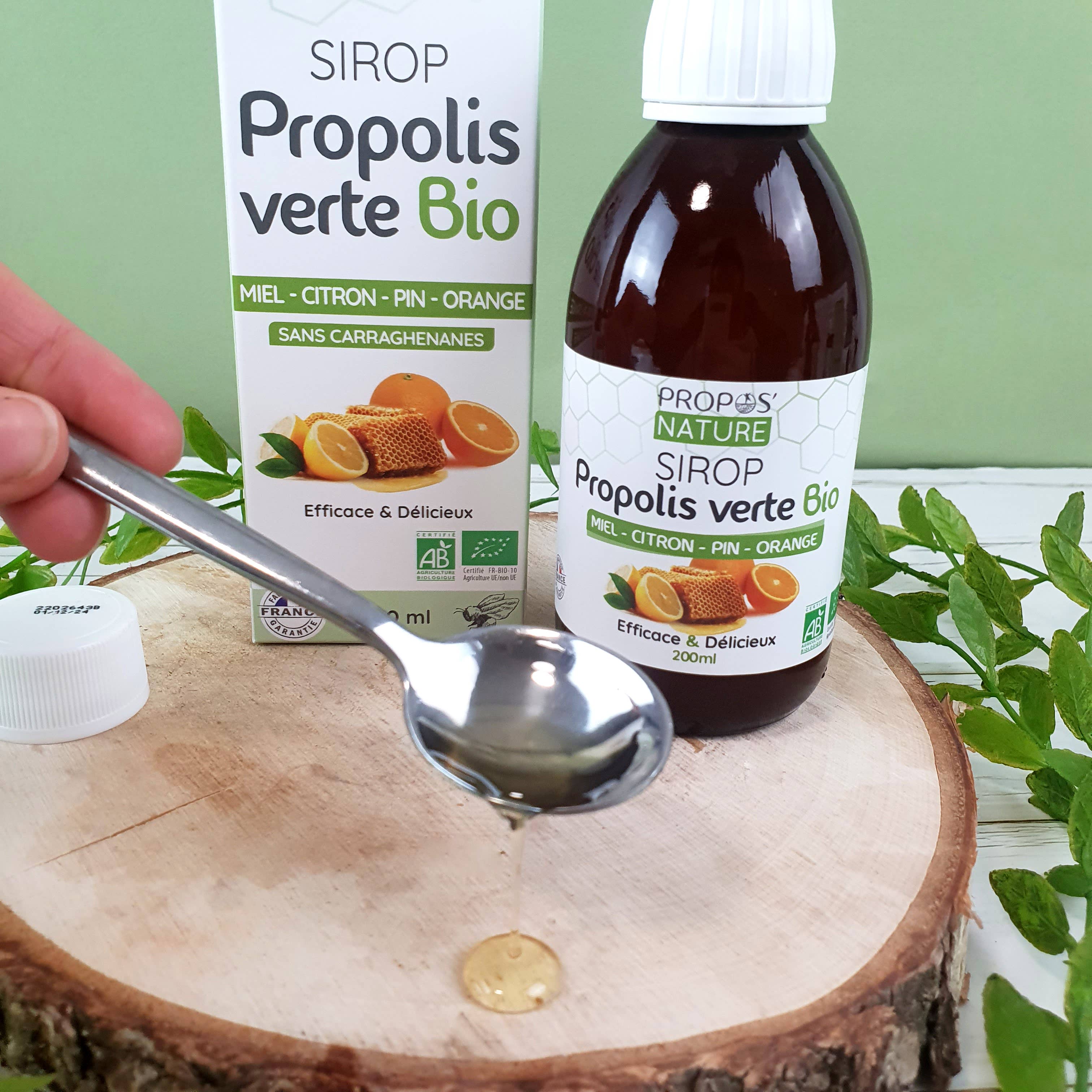 Propos'Nature – Suplemento/vitamina oral por atacado – Xarope de Própolis Verde Bio - Dor de Garganta - 200ml1