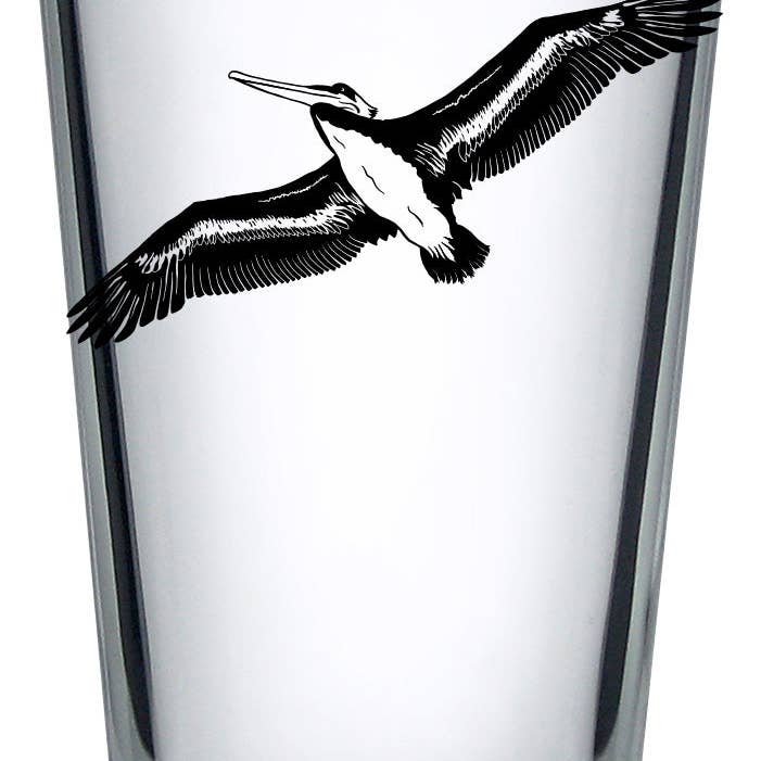 Pelicanza Pelican 16oz Pint Glass for wholesale by Salty Raven Glassware