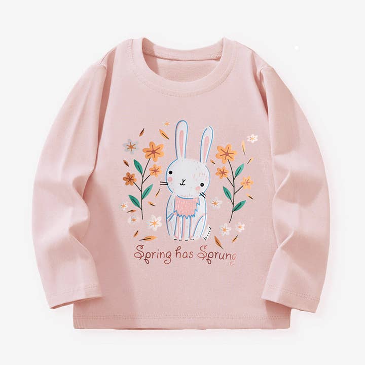 Animal Print Long Sleeve Cotton T-Shirt for Girls for wholesale by The Find Peaks