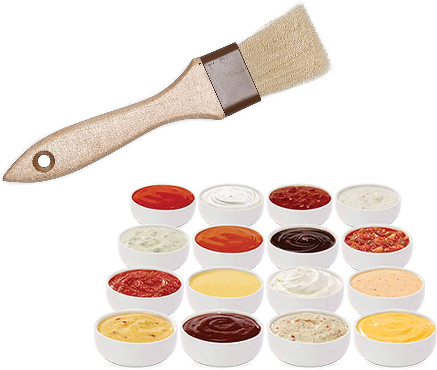 EcoQuality - Vente Pinceaux à badigeonner - Pinceau à pâtisserie en poils de sanglier naturels - Pinceau à huile à badigeonner1