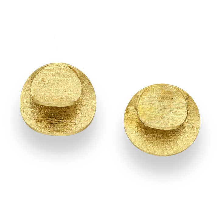 Tactile Gold Stud Earrings for wholesale by Vurchoo