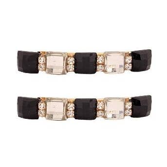 Jet Crystal Stone & Swarovski Automatic Barrette (Pair) 5411-2 for wholesale by CARAVAN J NAHON IMPORT