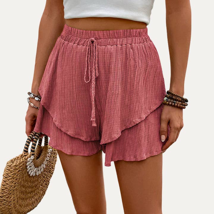 The Moment Collection - Wholesale Shorts - Women's - Actively Crinkled High-Waist Tiered Layers Mini Shorts 5