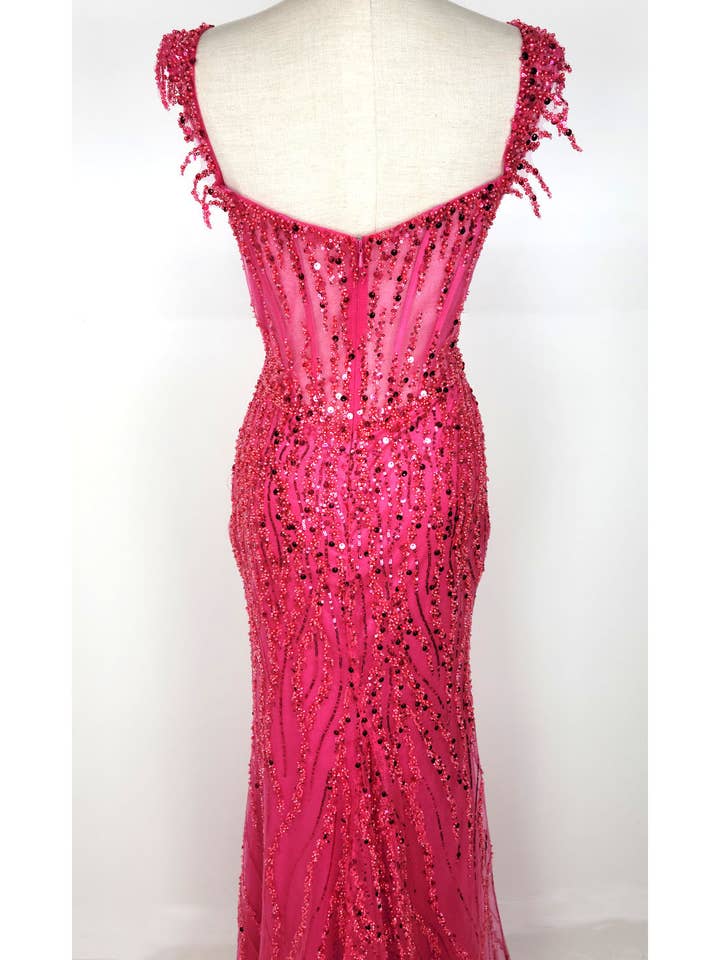 Chicas - Wholesale Gown - Women's - Off the Shoulder Sequin and Bead Long Dress C33171