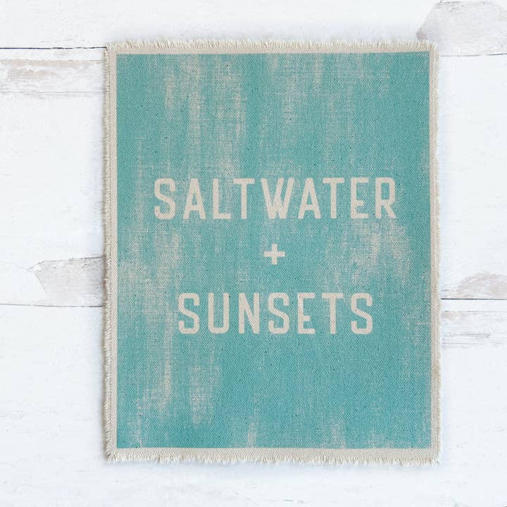 Saltwater and Sunsets Canvas Art Print, Beach Wall Pennant for wholesale by Perfect Day Print Co