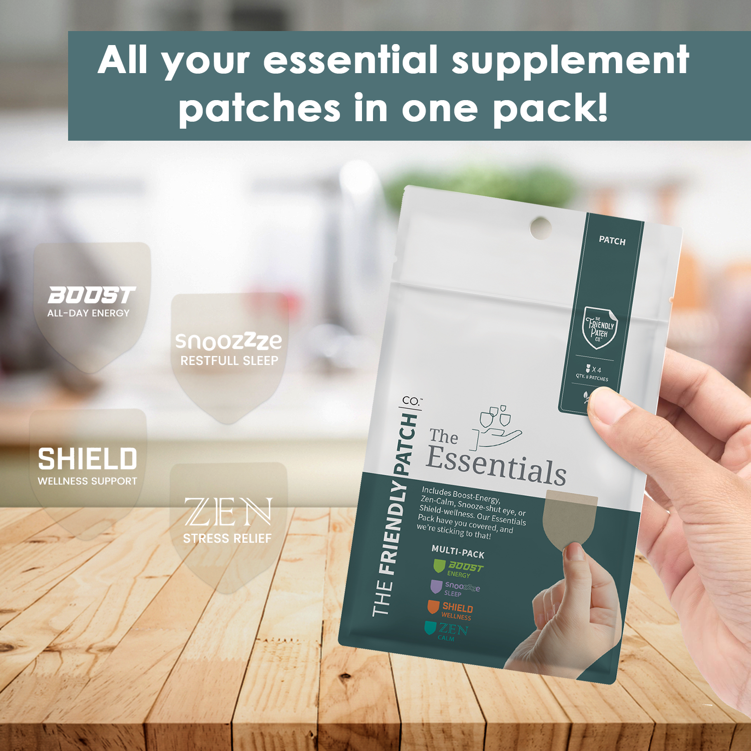Friendly Patch CO - Wholesale Oral Supplement/Vitamin - The Essentials Pack - 2 energy, 2 sleep, 2 stress, 2 immune4