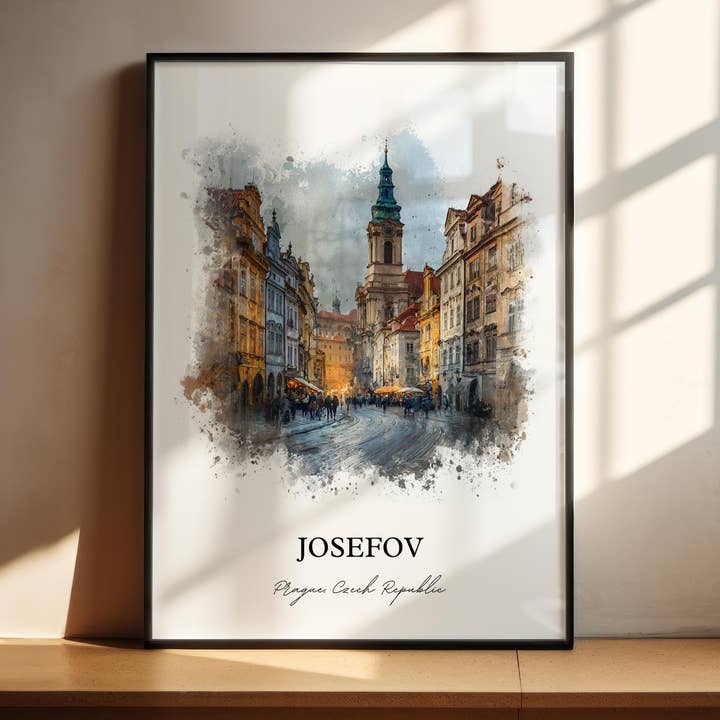 Josefov Prague Wall Art, Prague Print, Prague Watercolor Art, Prague Czech Republic Gift, Travel Print, Travel Poster, Housewarming Gift for wholesale by Premium Travel Art
