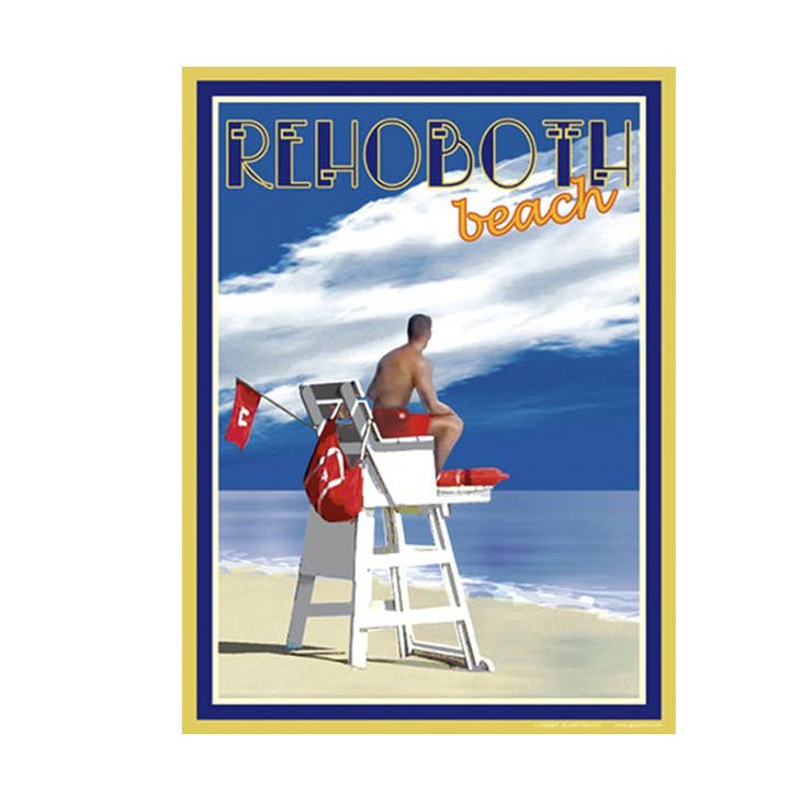 Rehoboth Beach Lifeguard Delaware Art Poster for wholesale by Beach Town Posters