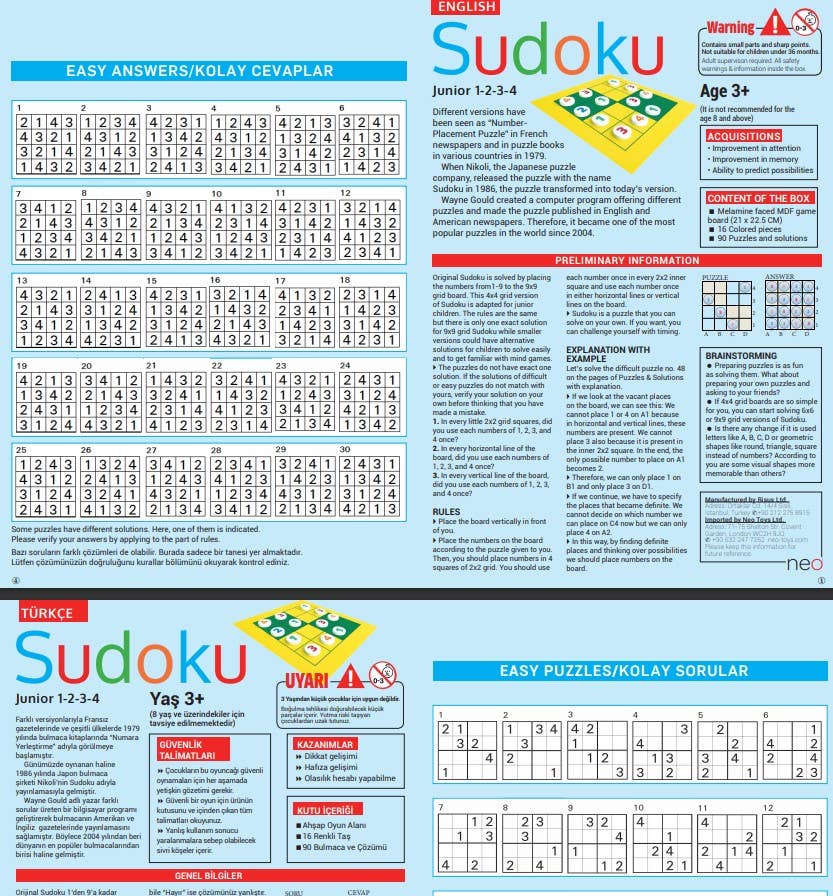neo – wholesale Board game – Sudoku Junior 1-2-3-4 Board Game6