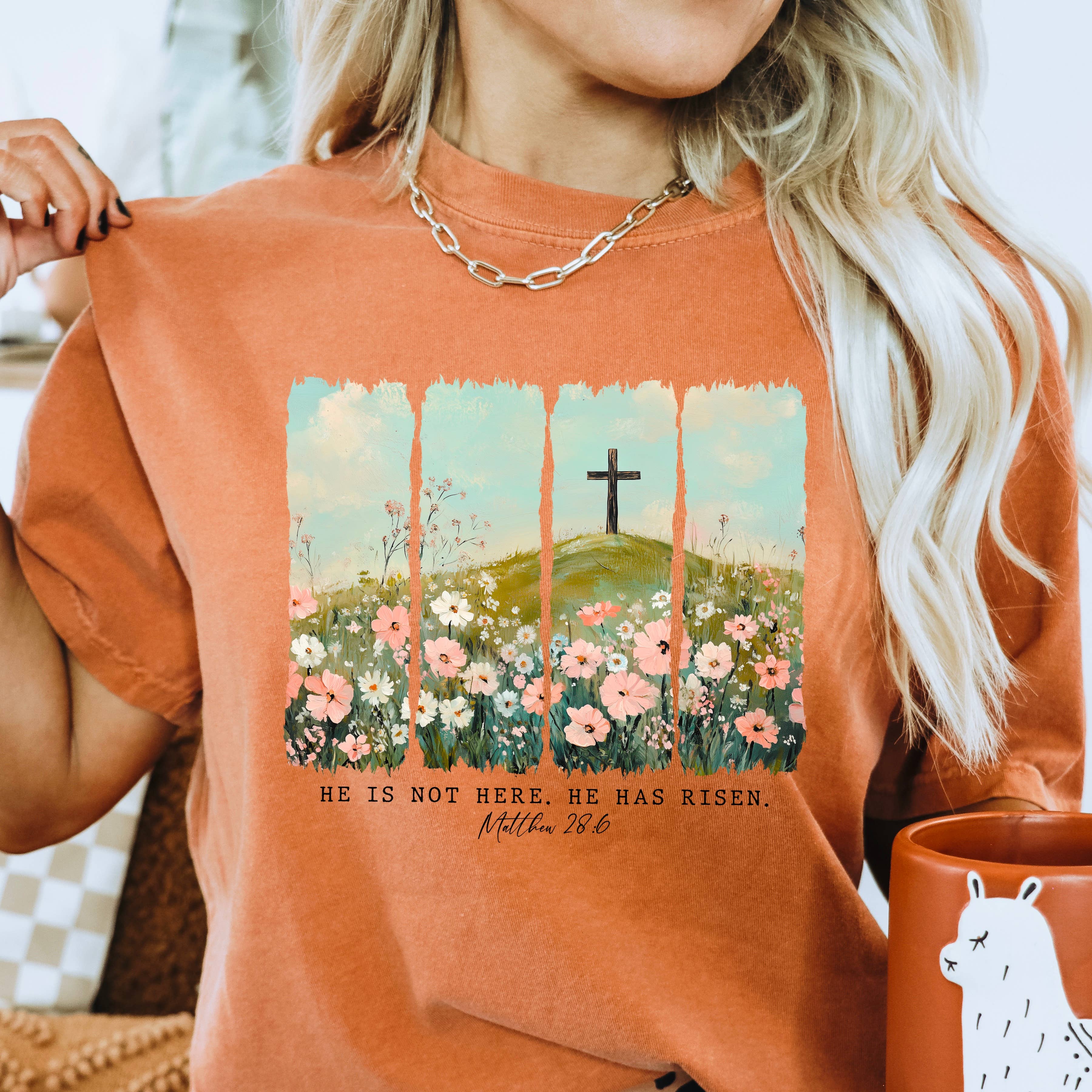 Shoppe SHC – wholesale T-shirt med logga - Dam – Han har uppstått | Påsktröja | Comfort Colors15