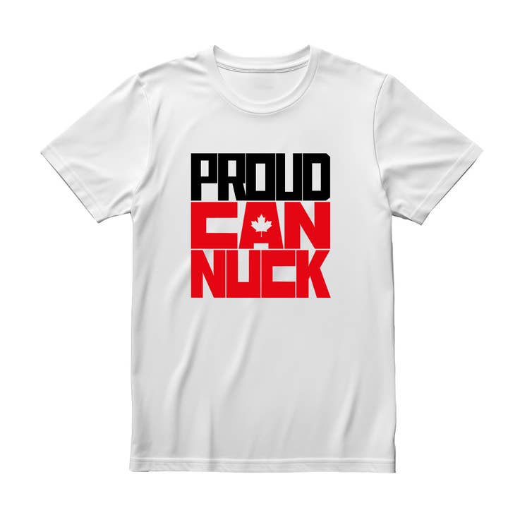 Proud Canuck Unisex White T-shirt for wholesale by Motiva Gifts