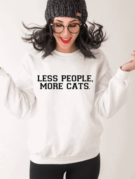 minder mensen, meer katten crewneck trui voor wholesale door Meghan Ashley Designs Inc.