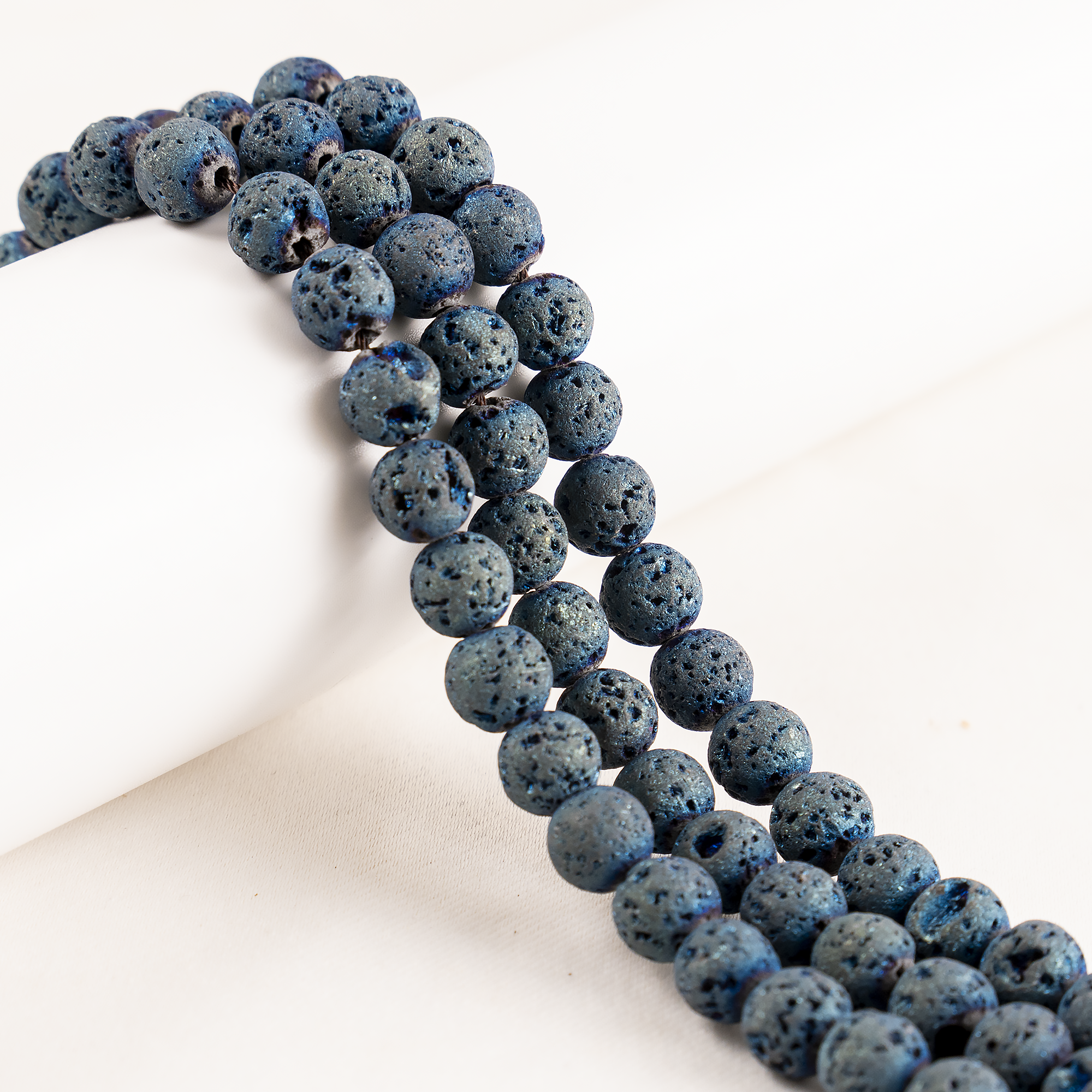 Soothing Crystals Beads - Wholesale Beads - Round Volcanic Stone Beads | Blue Lava | Gemstone Rock Beads7