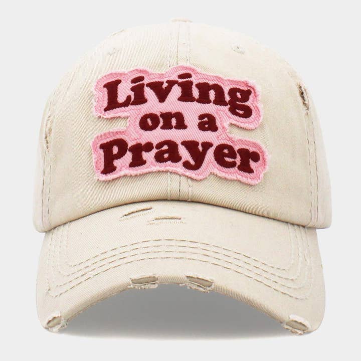 CASQUETTE DE BASEBALL VINTAGE LIVING ON A PRAYER pour la vente par Sensibling Corp.