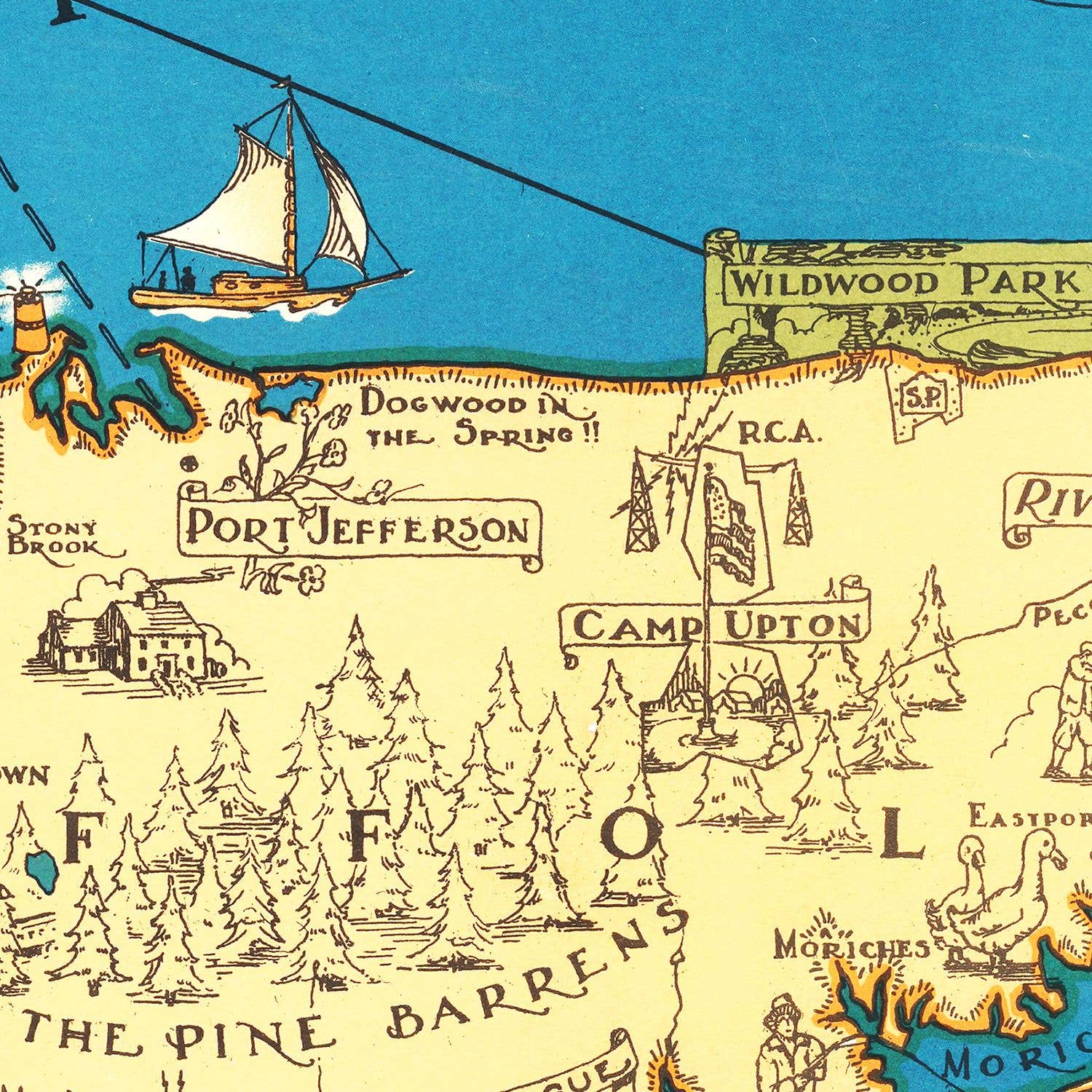 Ted's Vintage Art - Wholesale Map - Vintage Map of Long Island, New York 19333