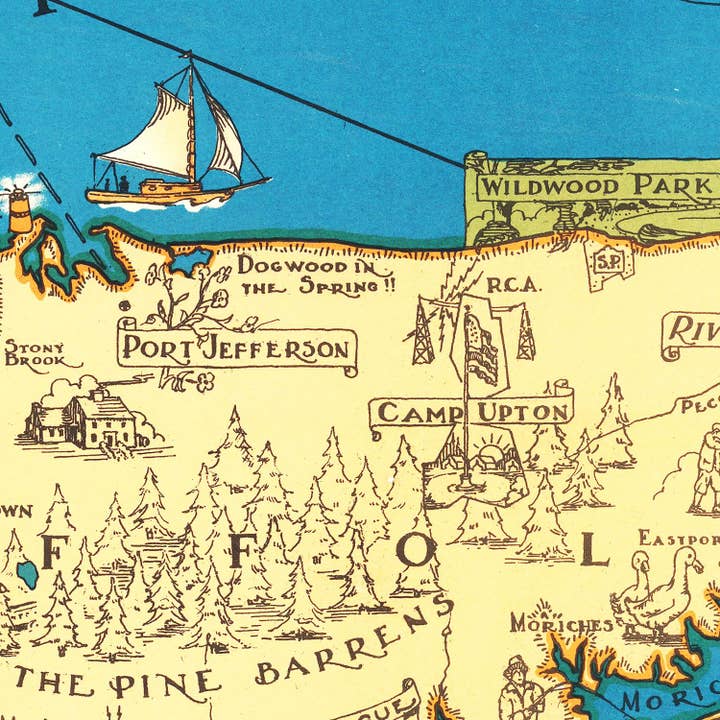 Ted's Vintage Art - Wholesale Map - Vintage Map of Long Island, New York 19333