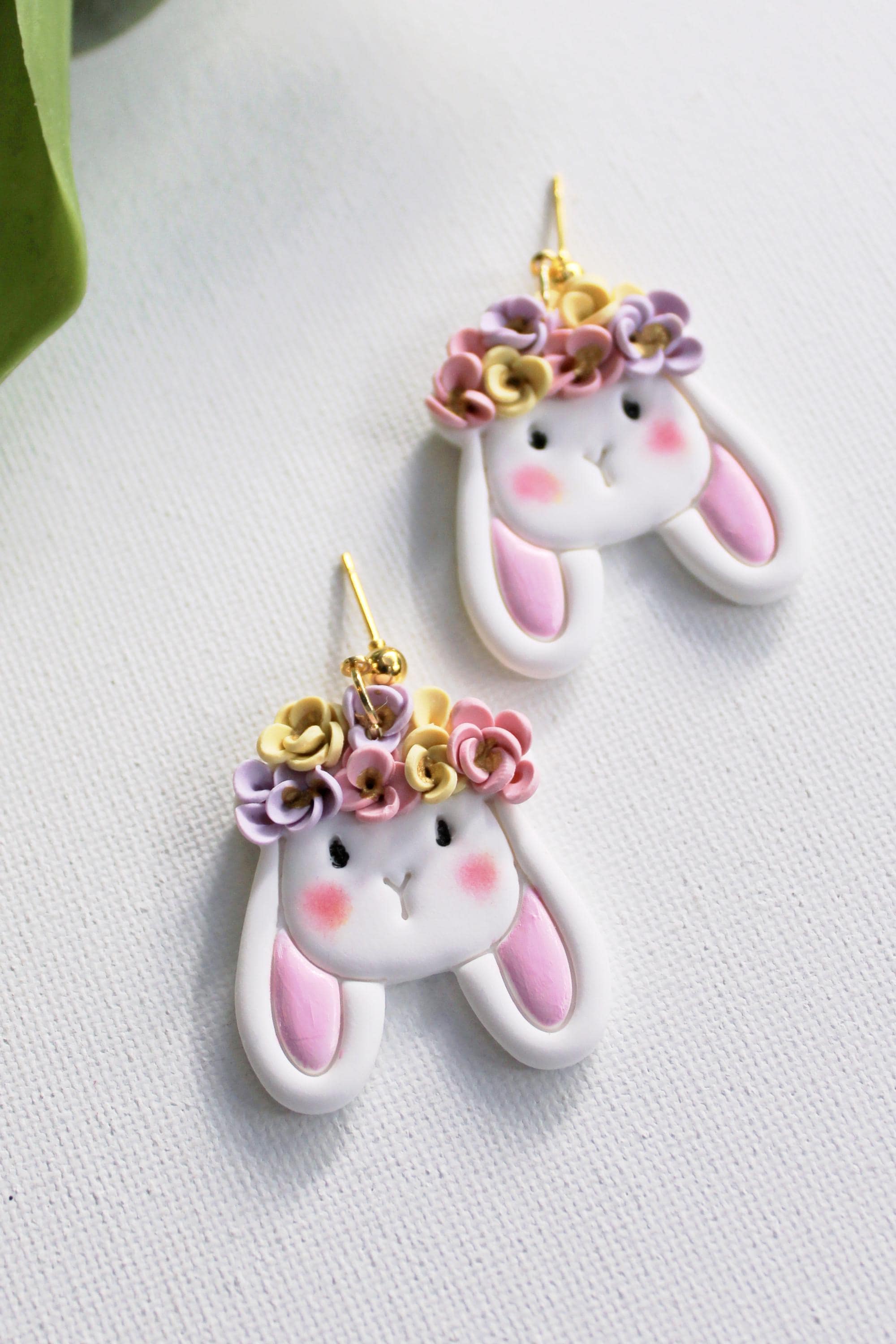 Studio Niani - Wholesale Dangle Earrings - Floral Bunny Earrings, Easter Bunny with Flower Crown2