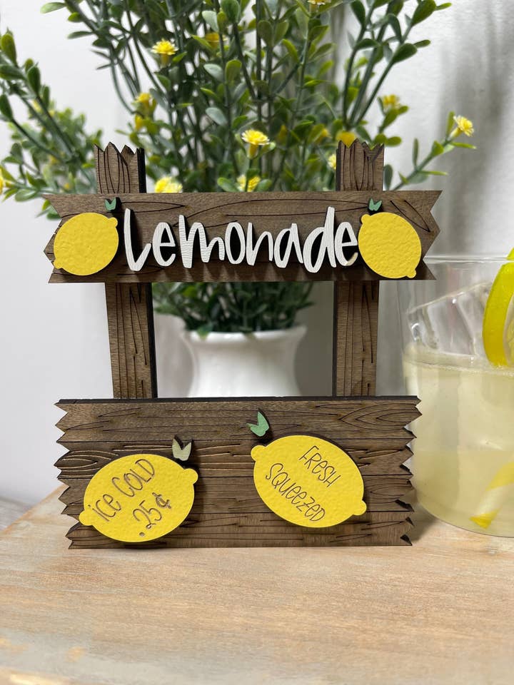 Lemonade Stand, Lemon Decor, Lemon Tiered Tray Decor for wholesale by Climbing Branches
