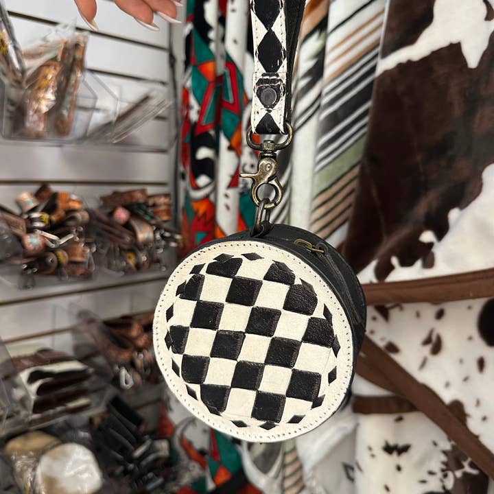 Zwart-wit geruite leren polsband voor wholesale door Sunshine Home Textile