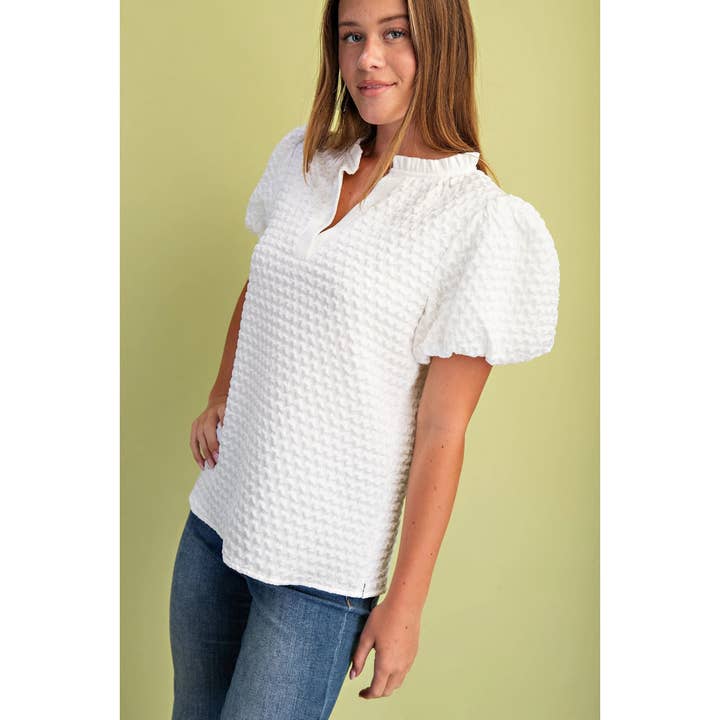 STYLE USA - Vente Tunique – femme - NOUVEAU Haut à manches bouffantes texturées16