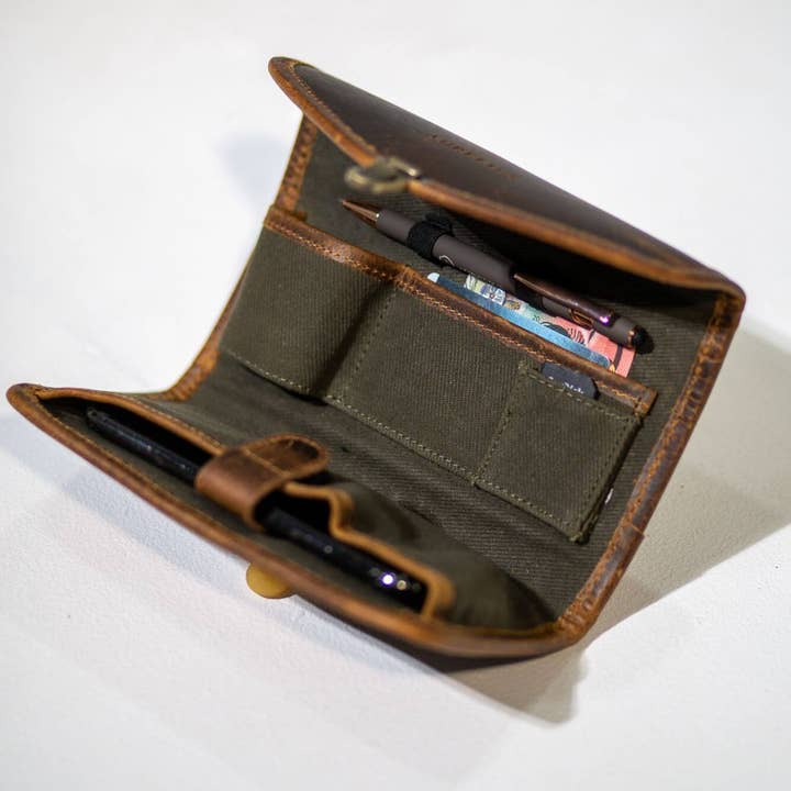 Dark Brown Leather Milo Everyday Tech Wallet for wholesale on Faire1