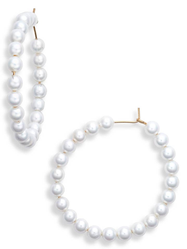 Classic Pearl Hoop Earrings for wholesale by Knotty Accessories