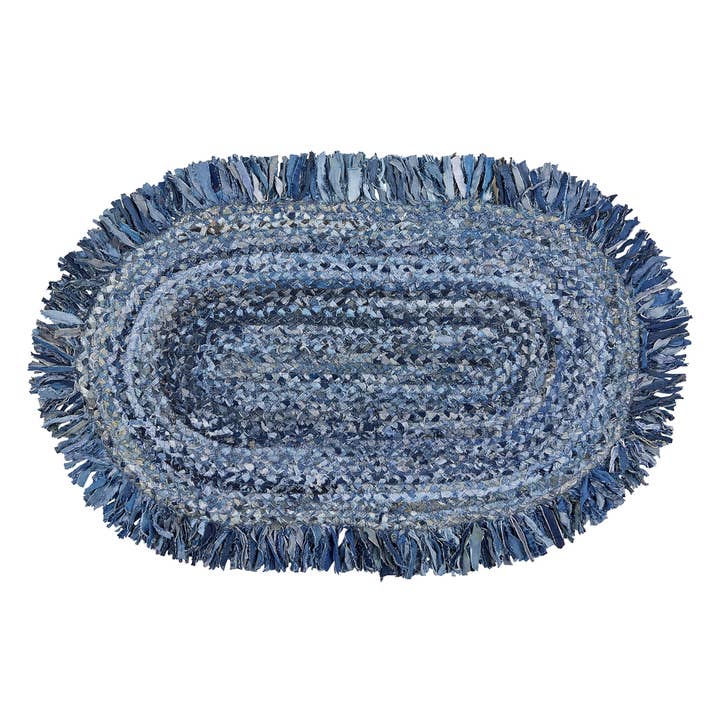 Tapis Ovale en Denim Tressé 32" X 42" pour la vente par Split P