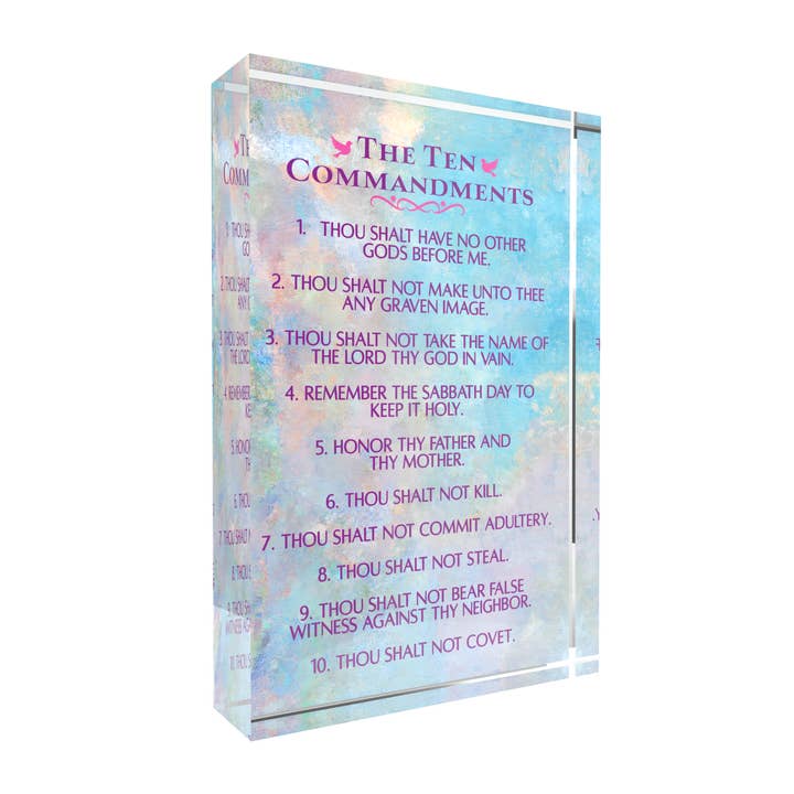 Lifeforce Glass, Inc. - Wholesale Plaque - The Ten Commandments Lucite Plaque, Religious Home Decor