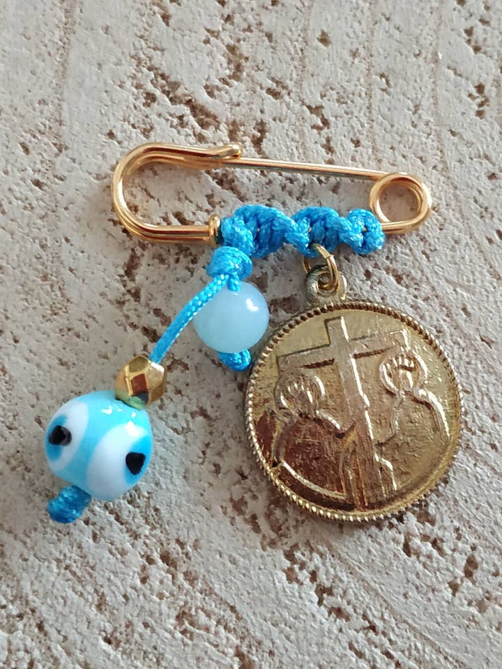 Light Blue Constantine Brooch for wholesale by Kalliopi P. Giannoula - Poppygshop