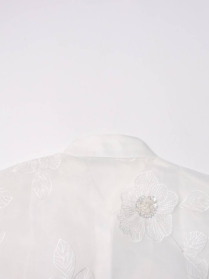 Productseeker - Wholesale Button Down Shirt - Women's - ST003 Luxe Organza Shirt with 3D Floral Sequin Detail9