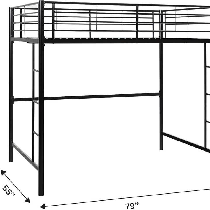 Black Timothee Urban Industrial Metal Double Loft Bunk Bed for wholesale on Faire