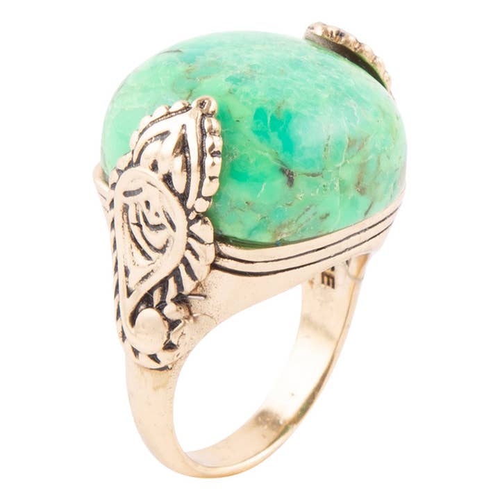 Ornate Lime Turquoise Ring for wholesale by Barse Jewelry