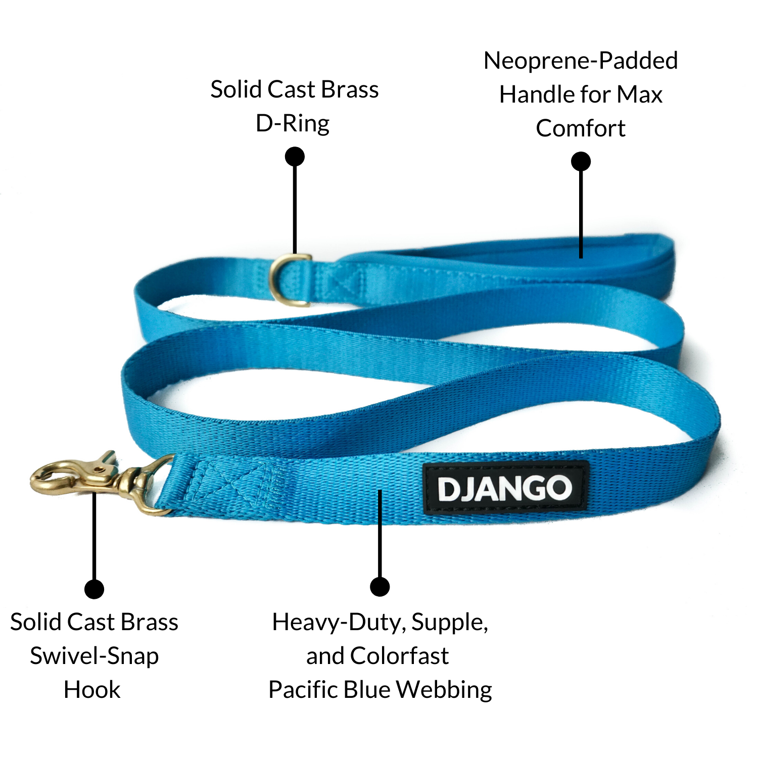 DJANGO - Wholesale Pet Leash - Dog - Adventure Dog Leash - Pacific Blue3