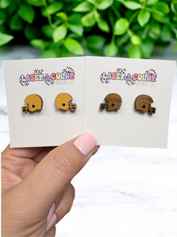 Football Helmet Earrings, Team Spirit, Sports Earrings for wholesale by Laser & Color Designs LLC