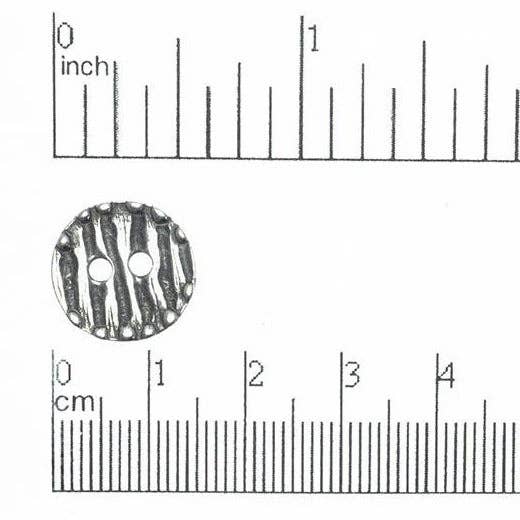15mm Zebra Textured Button - Made of Pewter - Fits Up to 2mm Cord - Sold by the Piece - BTN12 for wholesale by Continental Beads